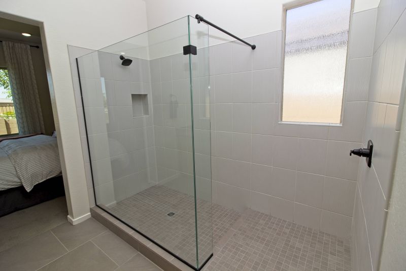 Glass-enclosed walk-in shower